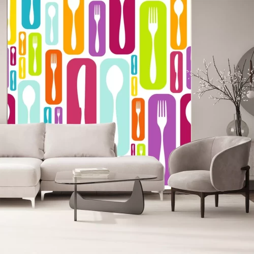 Sticker Bestek op neonachtergronden