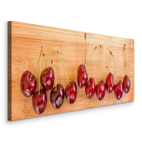 Canvas Kersen op een houten achtergrond