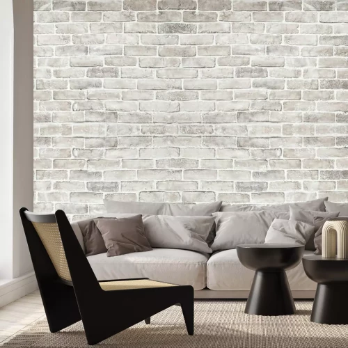 Fotobehang Vuile witte bakstenen achtergrond