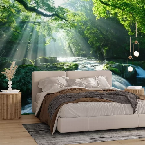 Fotobehang Een beek in het bos tussen de rotsen