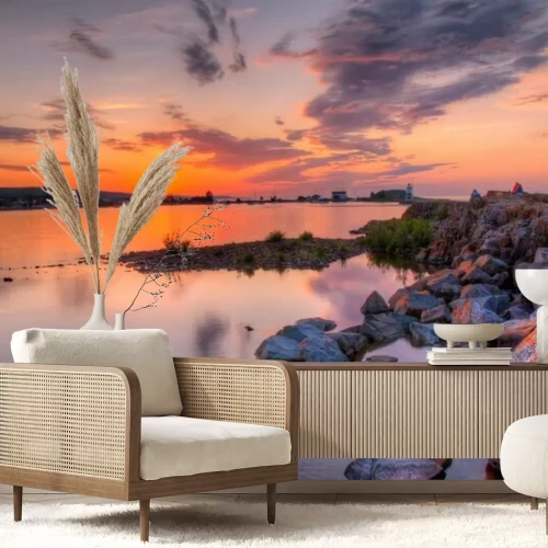 Fotobehang Een schilderachtige zonsopgang boven het meer