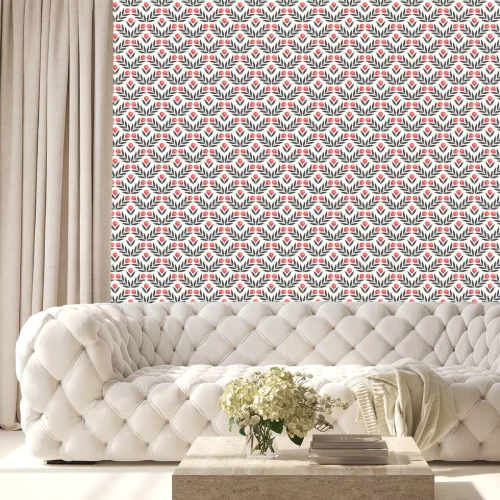 Behang Naadloos patroon met abstracte bloemen en bladeren