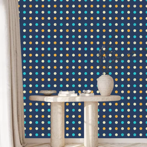 Behang Stippen uit de oude stijl op een donkerblauwe achtergrond