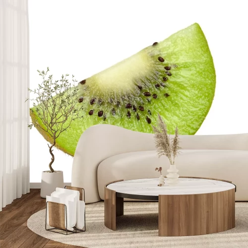 Sticker Plakje Kiwi geïsoleerd op een witte achtergrond