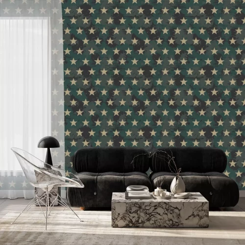 Behang Vector naadloze grunge militaire patroon met sterren