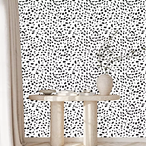 Behang Vector naadloze zwart-wit patroon van wilde kat