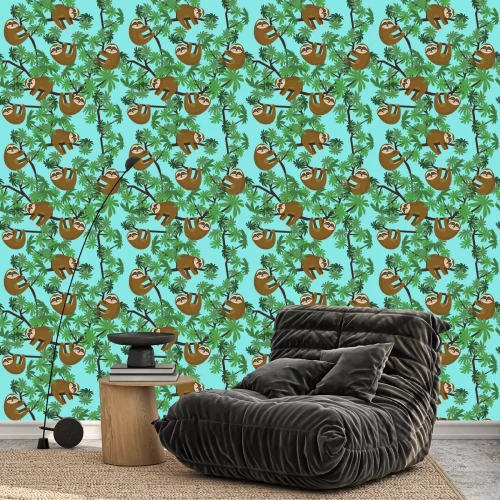 Behang Luiaards in de bomen