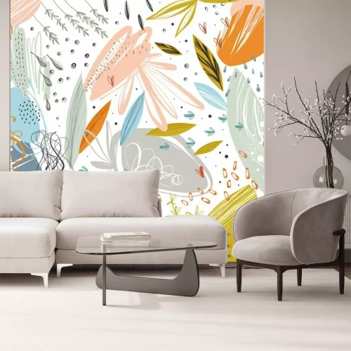 Fotobehang Kleurrijk planten abstract patroon