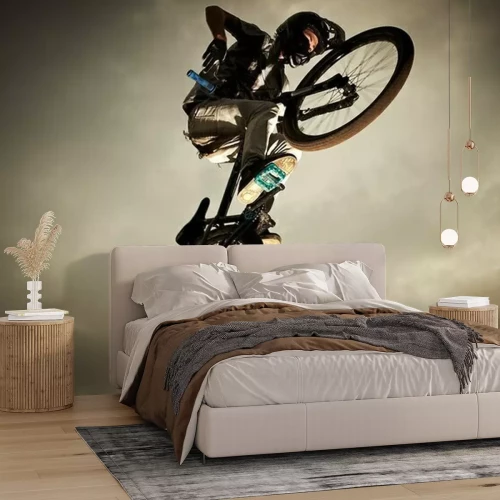 Fotobehang Mountainbike in de lucht