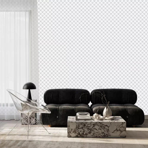 Behang Geometrisch wit en grijs patroon