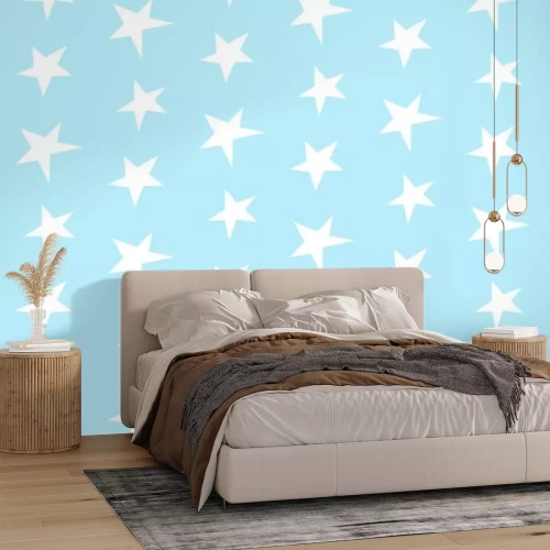Sticker Eenvoudig lichtblauw sterpatroon
