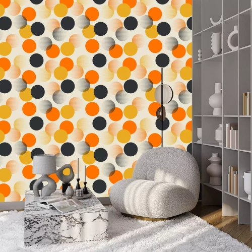 Behang Retro patroon met stippen