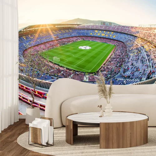 Fotobehang Voetbalstadion Camp Nou in Barcelona op de wedstrijddag
