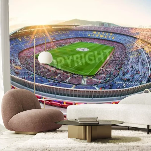 Fotobehang Voetbalstadion Camp Nou in Barcelona op de wedstrijddag