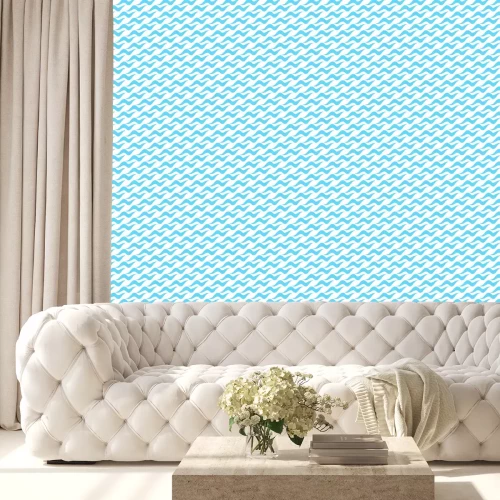 Behang Blauwe kleine golven op een witte achtergrond