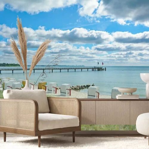 Fotobehang Strand en pier aan zee
