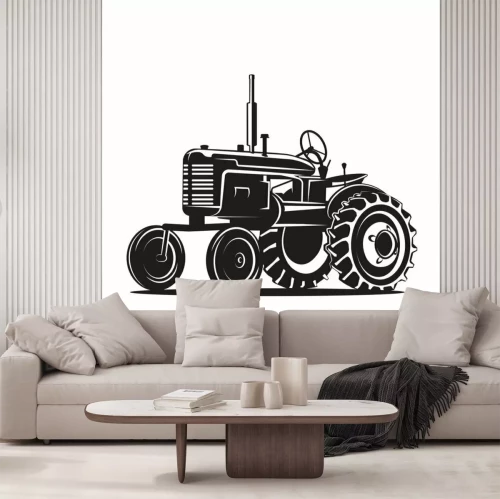 Sticker Zwart oud trekker silhouet op witte achtergrond