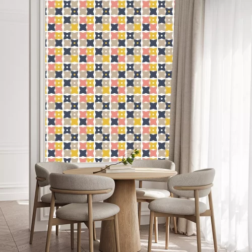 Behang Modern vector abstracte naadloze geometrische patroon met halve cirkels en cirkels in retro-Scandinavische stijl