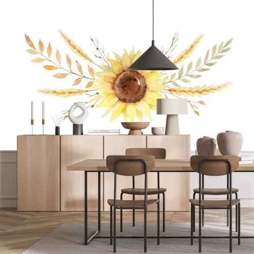 Sticker Zonnebloem in een bohoillustratie