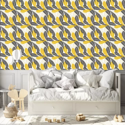 Behang Floral vector naadloze patroon met tropische bladeren.