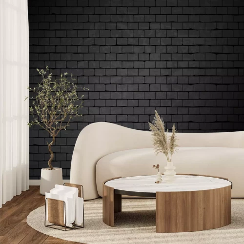 Fotobehang Zwarte bakstenen muur