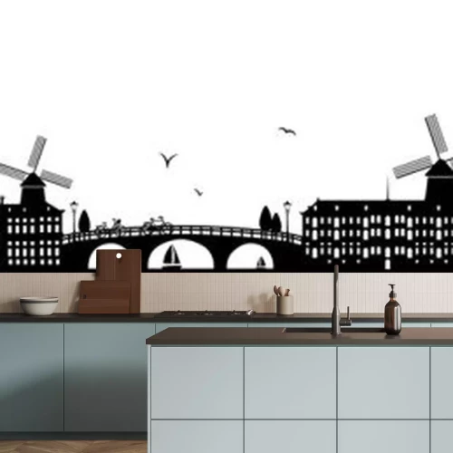 Sticker De horizon van Amsterdam zwart