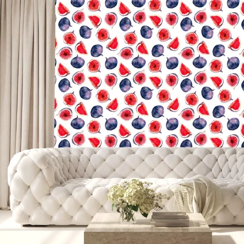 Behang Vijgen geheel en in delen op een witte achtergrond