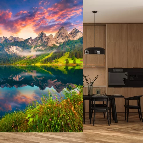 Fotobehang Zonsopgang in de Alpen