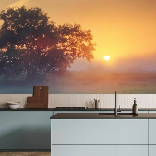 Fotobehang Bewolkte lucht tijdens de avondzon