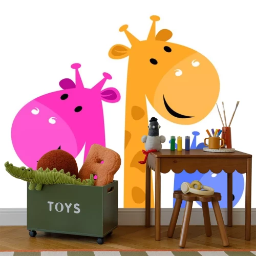 Sticker Drie giraffenkoppen in verschillende kleuren