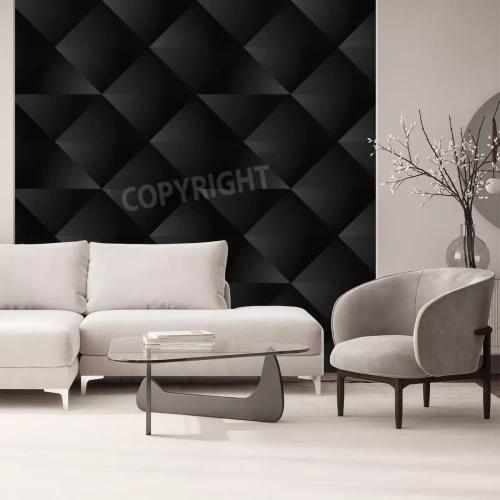 Fotobehang Donker 3D driehoek patroon