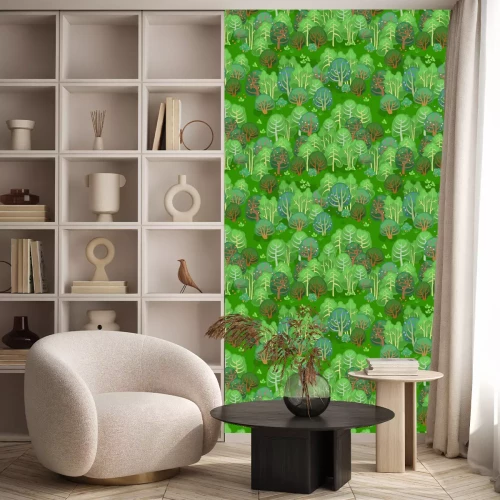 Behang Bos in de zomer met bessen / Naadloze patroon van feeënbos in de zomer