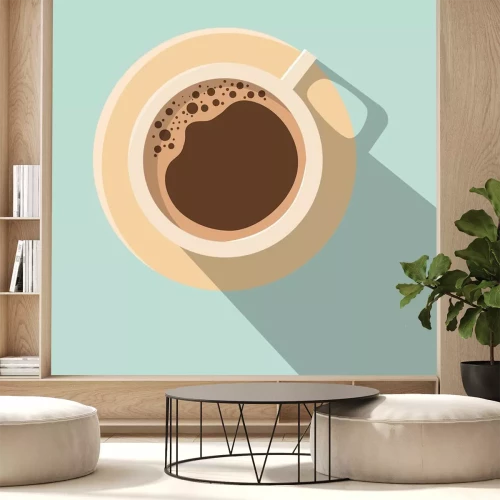 Sticker Een kopje koffie van bovenaf gezien