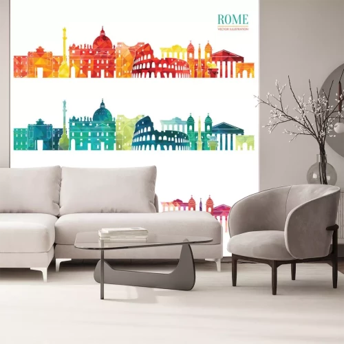 Sticker Rome gedetailleerde skyline. Reizen en toerisme achtergrond. Vector illustratie