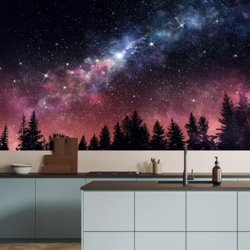 Fotobehang Bos en sterrenhemel &#39;s nachts