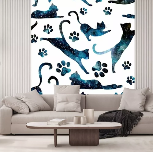 Fotobehang Kosmische katten in de stijl van de melkweg