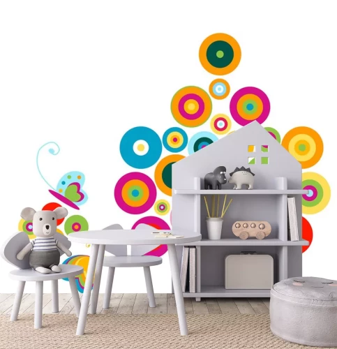 Sticker Abstracte regenboogillustratie met vlinders