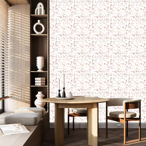 Behang Patroon met kleine roze stippen en imitatiegoud