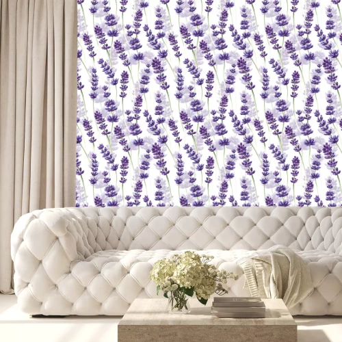 Behang Waterverf handgetekende lavendel naadloze patroon achtergrond