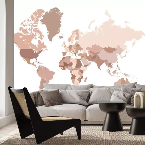 Sticker Veelkleurige kaart van de wereld, Vector illustratie.