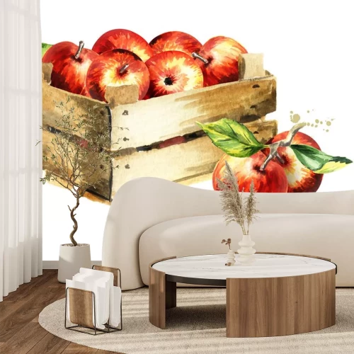 Sticker Appels in een houten kist