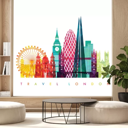Sticker Londen skyline. Vector illustratie