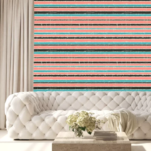 Behang Gestreept motief in oude stijl