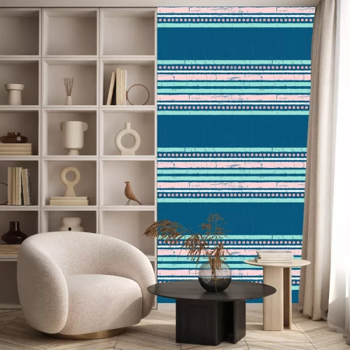 Behang Roze en blauw strepen en strepen dessin