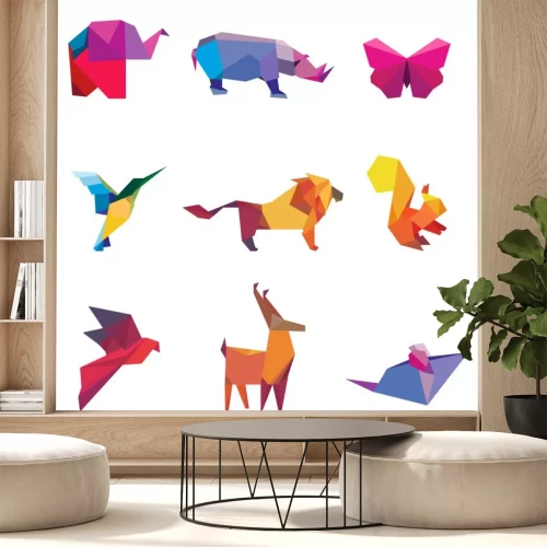 Sticker Vector illustratie van kleur origami dieren