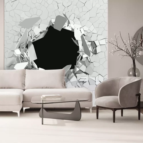 Fotobehang Een gat in de witte muur