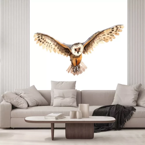 Sticker Uil geschilderd met waterverf