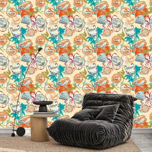 Behang Zonnig strand en surfers