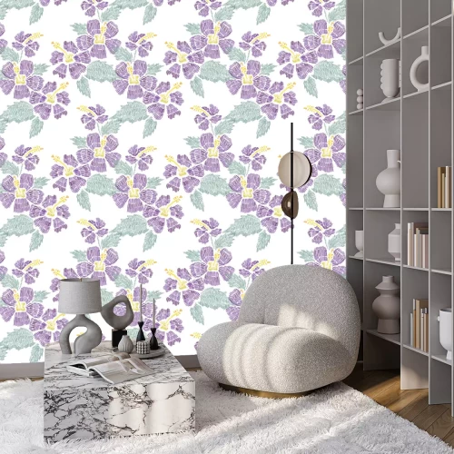 Behang Borduurwerk bloemen naadloze patroon