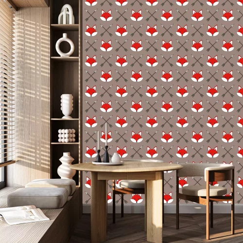 Behang Gezichten van vossen en pijlen